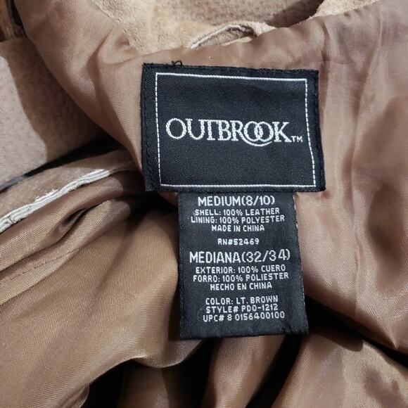 Out brook light Brown Leather Coat with tie - Picture 7 of 9